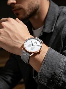 ONOLA Reloj de cuarzo para hombres 2026 nuevo, resistente al agua 30M, correa de nailon casual, esfera azul clásica y retro - Unitalla - Ver 10