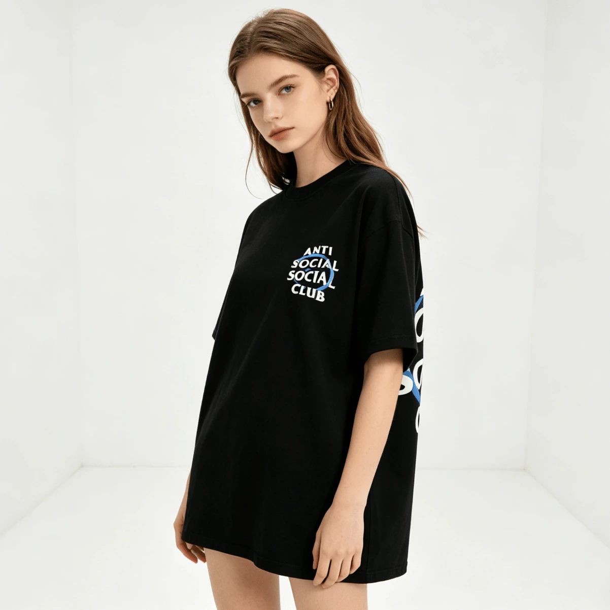 Summer Tops Cotton Double-Sided Printed, Anti Social Club Printed T-Shirt, Suitable For Daily Wear, Casual Summer Wear, Slightly Elastic, Breathable, Outdoor Holiday Sports, Gift T-Shirt, Holiday Gift, Perfect Gift. Summer Clothes - Đen-2 - Xem 1