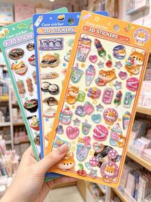 Adesivos de Selo 3D em Relevo de Comida Japonesa Sushi, Selo de Gota de Cristal Fofo de Shiba Inu e Panda, Perfeito para Decorar Planejador, Diário, Colagem, Capa de Telefone, Álbum de Fotos DIY e Presentes de Feriado - Multicolorido - Visão 3