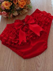Ruffled Panties With Bow, Sizes S, M, L, XL - Red - View 1