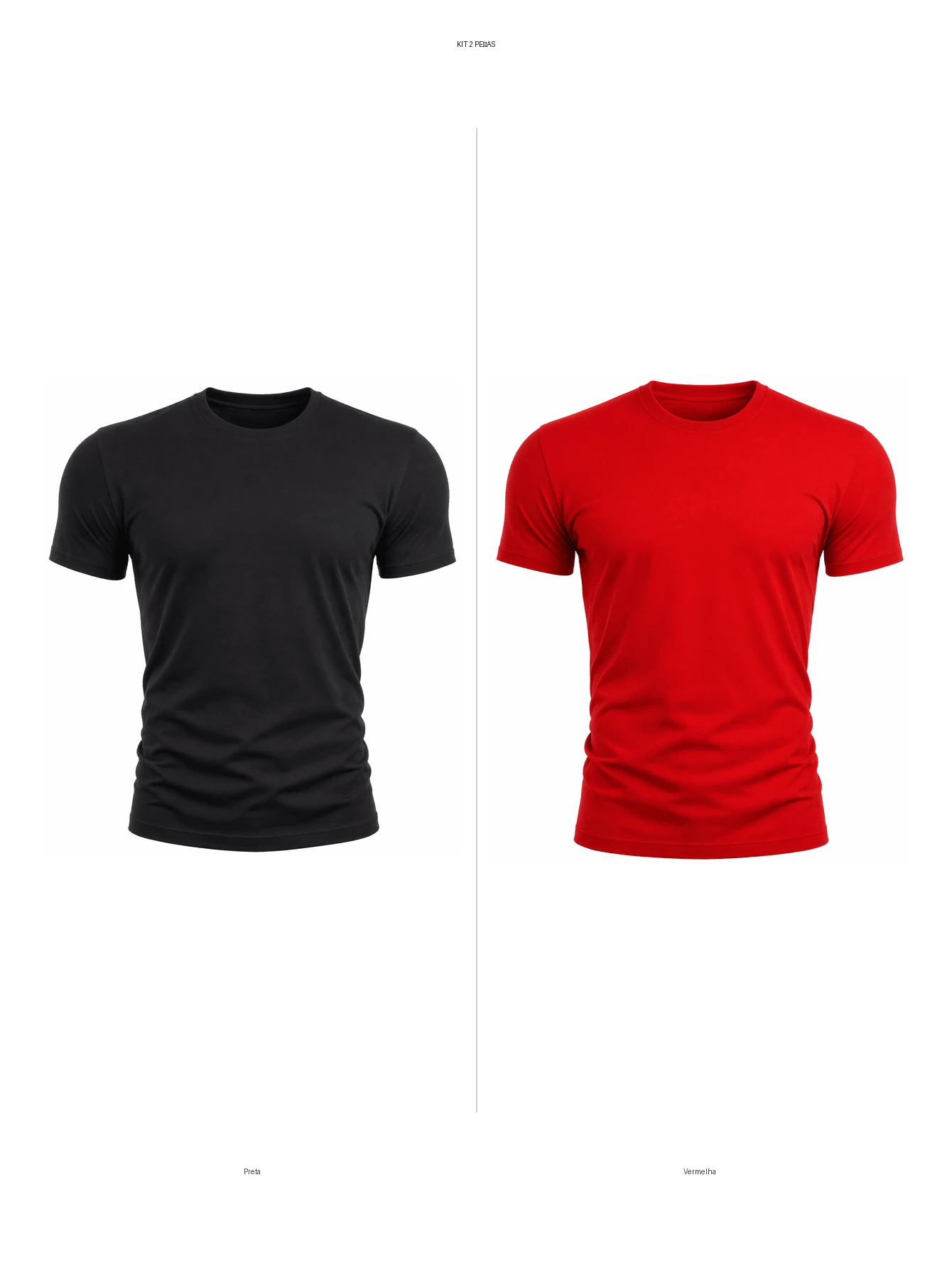 Kit 2 T-Shirts Plain T-Shirts 100% Polyester - Red and Black - View 1