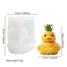 3D卡通鳳梨鴨水果鴨蠟燭模具，創意3D水果鴨造型，紋理清晰細節分明，易脫模易清洗，可重複使用，矽膠模具，適用於香氛蠟燭、石膏模具、手工皂、黏土、樹脂水泥DIY，療癒風桌面裝飾，居家裝飾與禮品首選 - A - 查看 8