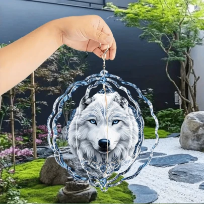 1 chiếc chuông gió hình vua sói tuyệt đẹp, chuông gió kim loại 3D xoay được với móc treo xoay 360° không giới hạn, trang trí sân vườn và hiên nhà ngoài trời, vật trang trí đa chức năng cho sân vườn, hiên nhà và không gian trong nhà, quà tặng ngoài trời lý tưởng, quà tặng tri ân thầy cô, hoàn hảo cho Lễ Tạ ơn, Giáng sinh, Halloween và tân gia (9,84in*9,84in) (Không bao gồm mặt dây chuyền), kiểu ngẫu nhiên.