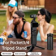 适用于 Osmo Pocket 3 的迷你三脚架,可折叠桌面相机支架,带 1/4 英寸螺丝,口袋大小的便携式手柄三脚架,适用于 Insta360 X5/X4/X3,Vlog、旅行、直播 - 查看 9