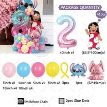 Hasbro Bộ bóng bay cao su chủ đề Thiên thần & Stitch chúc mừng sinh nhật, bóng bay hình Thiên thần & Stitch hoạt hình dễ thương, phù hợp cho lễ hội, đám cưới, trang trí sinh nhật, tiệc chủ đề Stitch. - Xem 4