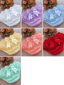Ruffled Panties With Bow, Sizes S, M, L, XL - Salmon - View 2