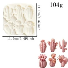 Khuôn silicon hình cây mọng nước chắc chắn, khuôn bánh pudding hình xương rồng sa mạc, dụng cụ làm bánh nhà bếp có thể tái sử dụng, có thể dùng để làm son dưỡng môi, bột nhào, kẹo cao su, mặt dây chuyền móc khóa và đồ trang trí bàn. - Xem 10