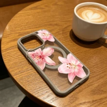 Pink Floral Lily Orchid Pattern-Pastel Magnetic Phone Case For IPhone 16/15/14/13/12/11/X/XS -Slim TPU Shockproof Cover,Anti-Slip & Scratch-Resistant,Perfect Birthday Present For Her |Summer Gi - Grey - View 5