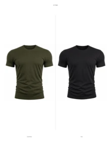 Kit 2 Camisetas Poliéster – Básica Lisa, Confortável, Leve, Secagem Rápida, Não Amassa, Academia e Dia a Dia - verde militar e preto - Visão 1