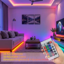 USB 3535 RGB LED灯条，配备24键红外遥控器，可灵活变换颜色，适用于电视背光、派对和家居氛围营造 - IR 24-key RGB light strip - 查看 3