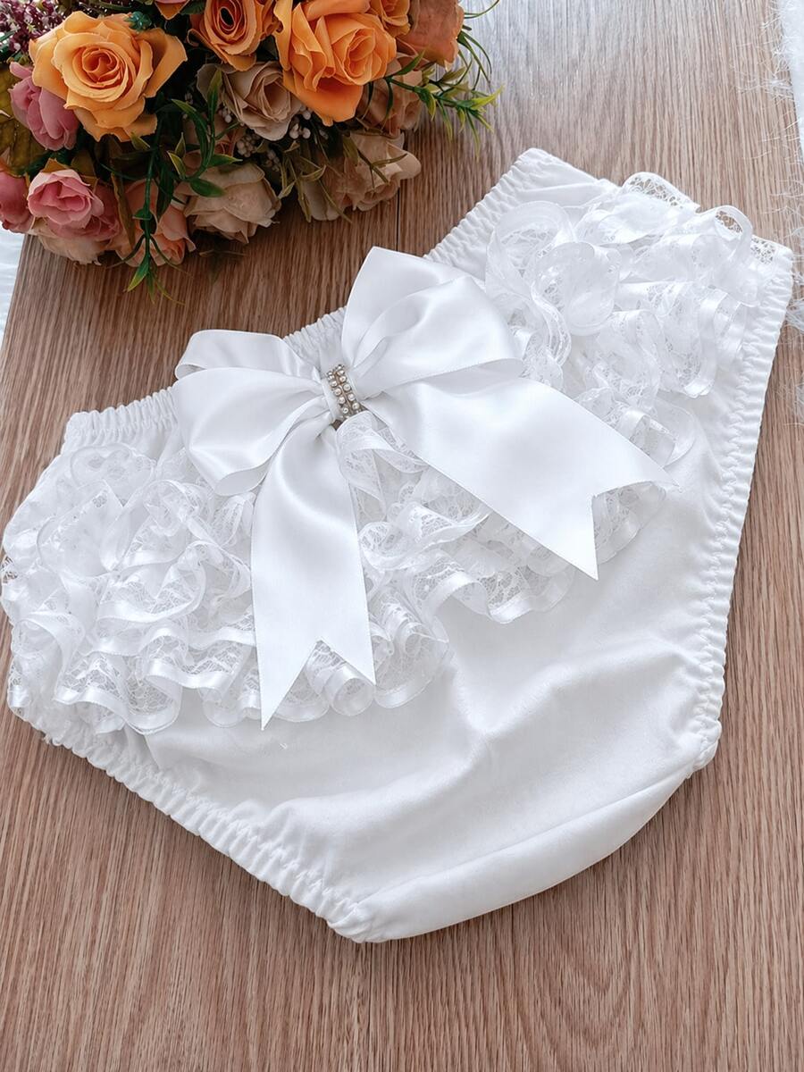 Ruffled Panties With Bow, Sizes S, M, L, XL - White - View 1