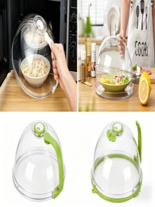 Microwave Splash Guard With Easy Grip Handle, Heat Resistant Microwave Food Cover - Transparent - View 3