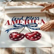1pc Patriotic Cherry Print, USA 4th Of July Print (Optional Frame) - A - View 3