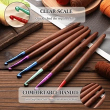 1/9pcs Crochet Hooks, 3mm-7mm Sizes Available, Colorful Aluminum Crochet Hooks With Wooden Handles, Suitable For Crocheting Yarn, Ideal For Sewing DIY Projects - Crochet Needles - View 3
