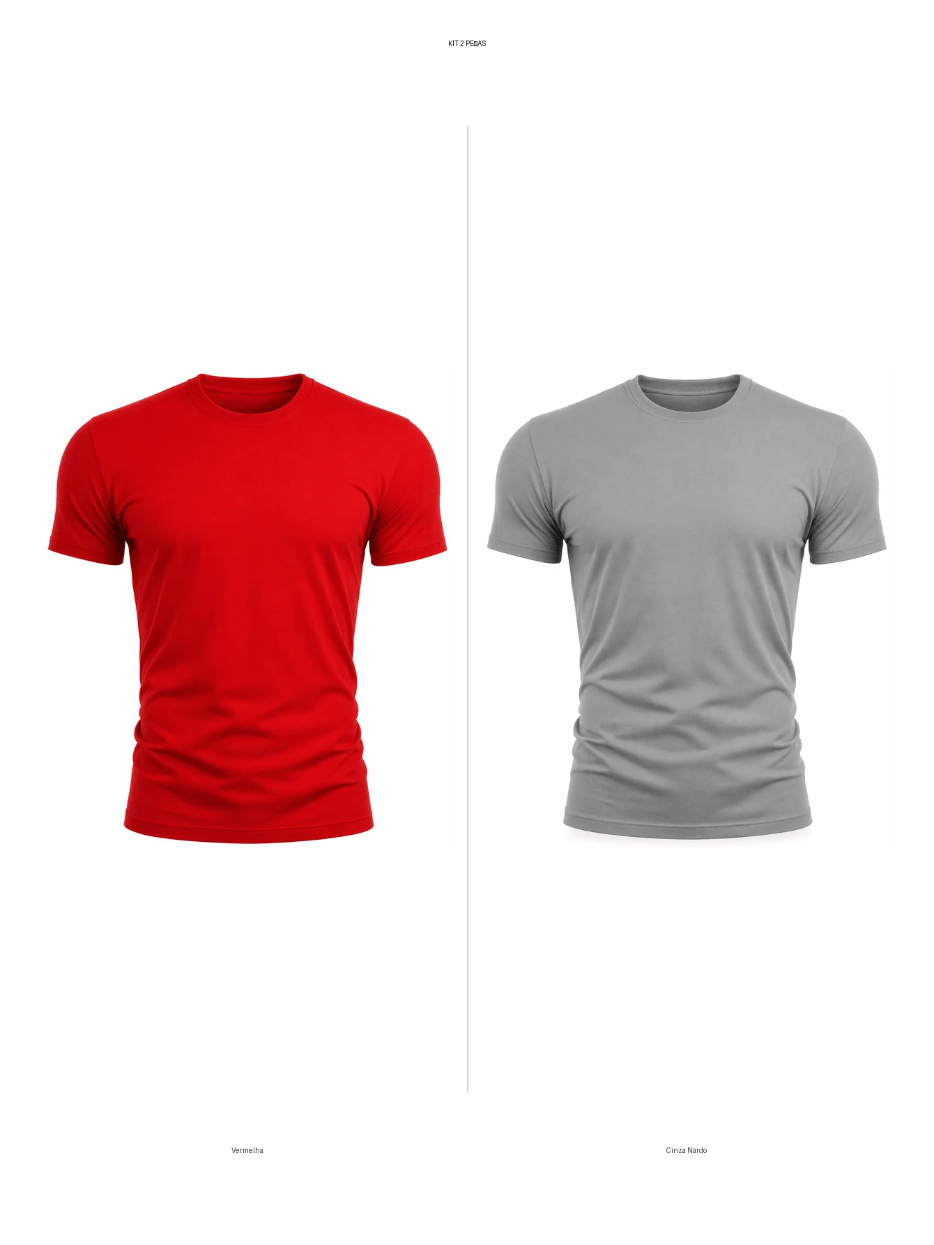Kit 2 T-Shirts Plain T-Shirts 100% Polyester - Red and Gray - View 1
