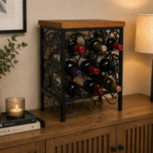 Adega bancada mesa mini pequena porta vinho suporte bebidas compacto artesanato - Preto - Visão 8