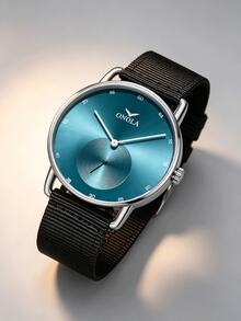 ONOLA Reloj de cuarzo para hombres 2026 nuevo, resistente al agua 30M, correa de nailon casual, esfera azul clásica y retro - Unitalla - Ver 6