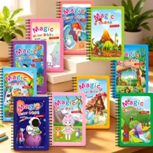 1/3pcs Magic Water Drawing Book, Reusable Water Coloring Painting Book, Funny Creative Hand-Painted Practice Notebook, Portable Stress Relief Doodle Painting Supplies School Supplies - Multicolor - View 2