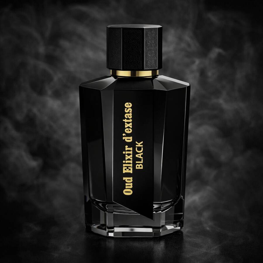 Real Time Perfume para Hombre Oud Elixir d'Extase Black by Linn Young - Eau de Parfum 100ml (3.3 fl. oz.) | Fragancia Intensa y Envolvente con Oud y Especias | Diseño de Cristal Negro Facetado. - 100 ml - Ver 1