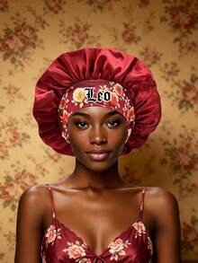 1 pieza Gorro de satén de unicolor con los 12 signos del zodíaco para mujer en color borgoña, adecuado para el hogar y el uso diario, gorro cómodo para el cuidado del cabello durante el sueño, estilo bohemio - Constelación Rojo Vino SM14 - Ver 13