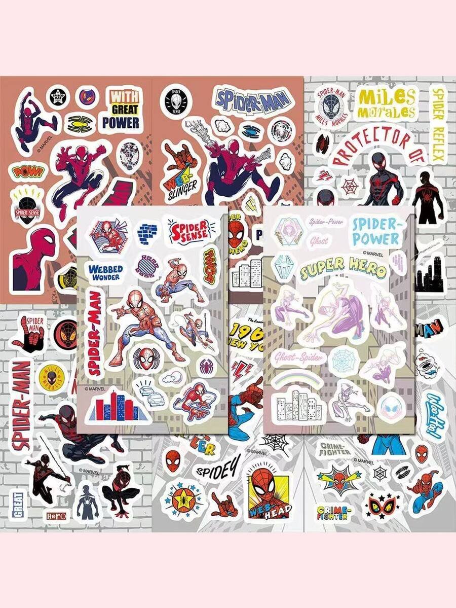 8pcs Sticker Pack, Includes Miles Morales And Spider-Gwen Stickers, Waterproof Vinyl Decals Suitable For Planner, Water Bottle, Skateboard, Luggage, DIY Crafts - Multicolor - View 1