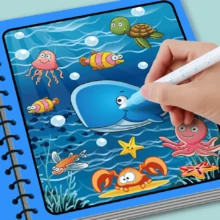 1/3pcs Magic Water Drawing Book, Reusable Water Coloring Painting Book, Funny Creative Hand-Painted Practice Notebook, Portable Stress Relief Doodle Painting Supplies School Supplies - Multicolor - View 3