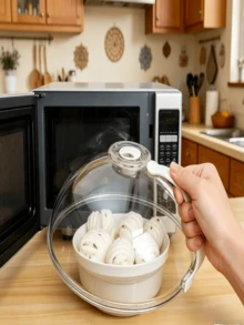 Microwave Splash Guard With Easy Grip Handle, Heat Resistant Microwave Food Cover - Transparent - View 5