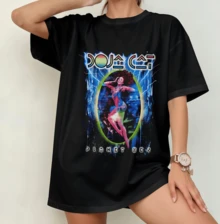 Doja Cat Planet Her Retro T-shirt | Y2K Rapper Hiphop Merch Könsneutral Casual Oversized Streetwear Svart - Svart - Visa 8