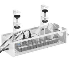 No-Drill Desk Cable Management Tray, Metal Grid Desk Undersurface Cable Organizer With Clips, 2-Hole Cable Tray With Cable Management And Cable Organizer, Suitable For Home Office Standing Desk - Multicolor - View 11