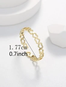 1枚极简心形开口戒指（女士款） - 金黃色 - 查看 4