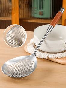 1pc Stainless Steel Strainer Colander, Large Dumpling Noodle Soup Filter, Food Mesh Skimmer Shovel, Kitchen Tool, Suitable For Restaurant - Silver - View 10