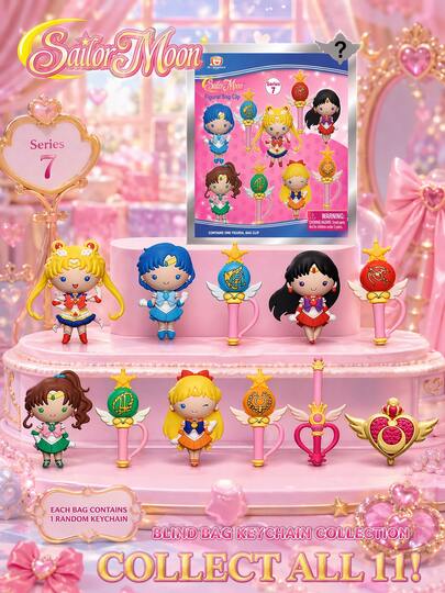 TOEI ANIMATION 1pc Officially Licensed Sailor Moon Anime 3D Character Blind Box Keychain Collectible Decoration Set