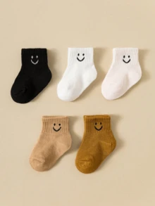 5 đôi tất hoạt hình unisex cho bé, phù hợp cho trẻ mới biết đi, hình ảnh dễ thương, co giãn. - Nhiều màu - Xem 6