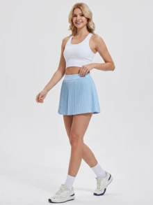 Váy thể thao mini xếp ly dáng chữ A dành cho nữ - Màu xanh lam - Xem 5