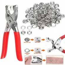 400pcs/Set Metal Snap Button Kit, Includes Snap Pliers, Suitable For Sewing And Handicrafts (9.5mm), Applicable For Clothing, Backpacks, Baby Rompers, Sewing And Crafts (Random Color) - Multicolor - View 1