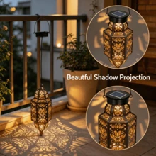 New Solar-Powered Hanging Lantern | Outdoor Pendant Light, Solar-Charged, Semi-Ceiling Mount, With Lampshade, One-Piece Non-Removable, IPX4 Waterproof, Suitable For Patios And Christmas Decorations - 1pc - View 4