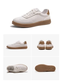 CAMEL CROWN Men's Outdoor Running Shoes Autumn Non-Slip Comfortable Casual All-Match Jogging Sports Shoes - White/Apricot - View 4