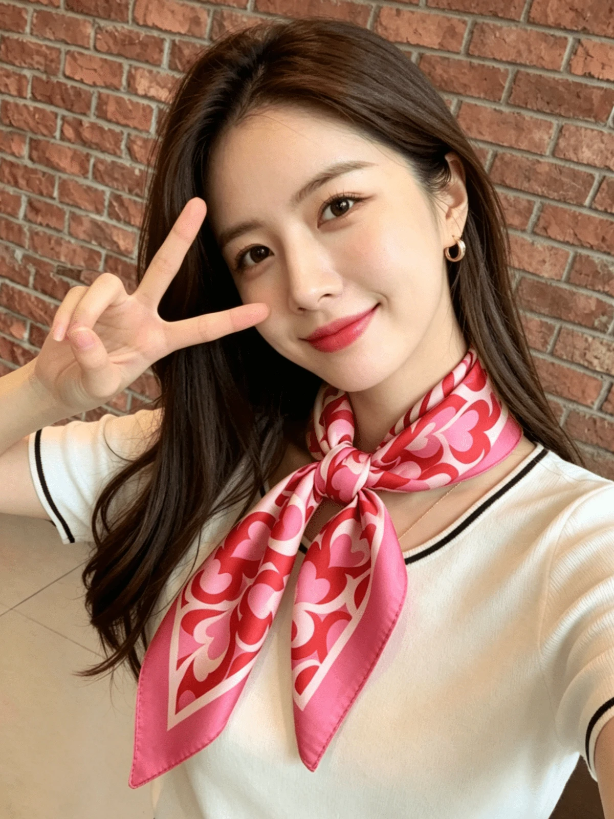 1 Khăn vuông giả lụa cao cấp dành cho nữ – 70*70cm, khăn bandana in họa tiết satin, khăn trùm đầu thời trang cho đạp xe, dạo phố, cắm trại và du lịch - Trái tim tình yêu màu hồng - Xem 1