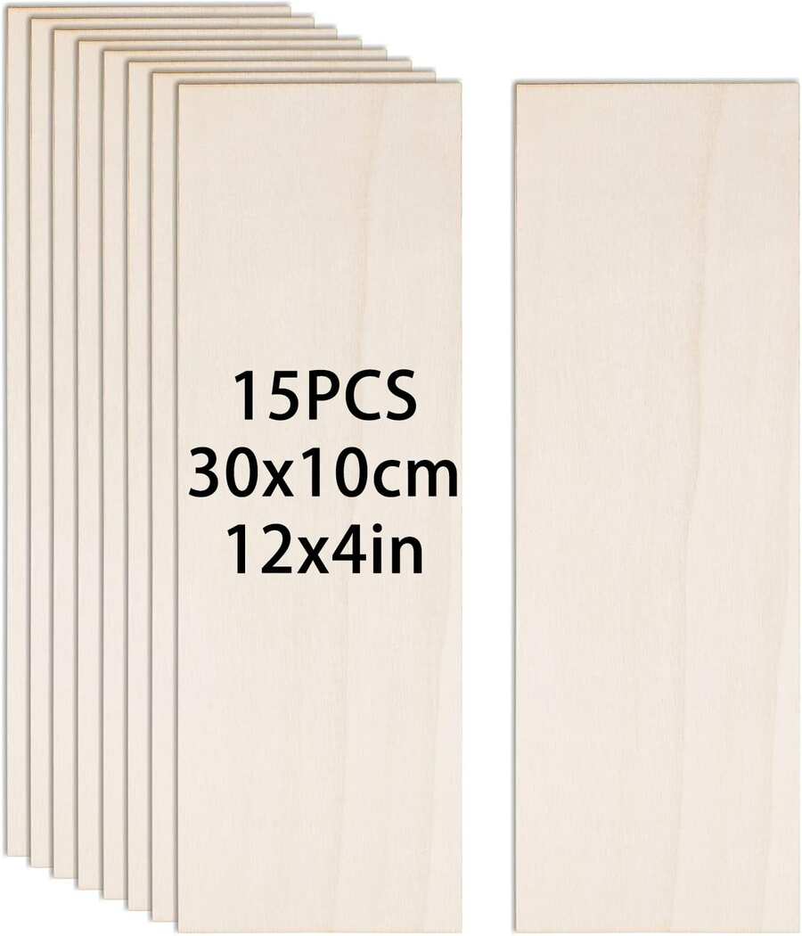 30*10 Cm / 12*4 Inch Square Wooden Products, Wooden Boards, Handicrafts And Decorations, Door Signs Tips, Home Decoration, Gifts For Friends And Family, Laser Cutting, Wood Burning, Architectural Models, Staining - 15pcs - View 1