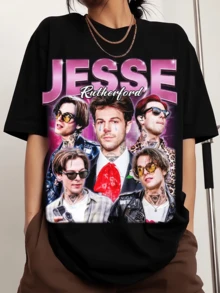 Jesse Rutherfords Shirt, Jesse Rutherfords Vintage 90s Shirt, Jesse Rutherfords Fan T-Shirts, Jesse Rutherfords Gift For Her, Printed Men's Sports T-Shirt With Crew Neck And Short Sleeves - Black - View 6