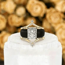 3pcs Fashion Rings For Women, Including 1pc Princess Square CZ Black Silicone Ring And 2pcs Copper Inlaid Synthetic Zirconia Rings, Elegant Combination Ring, Bride's Wedding Rings Set, Mother's Ring, Suitable For Daily Use, Weddings, Mother's Day - Bộ 3 chiếc nhẫn silicon màu đen thanh lịch - Xem 21