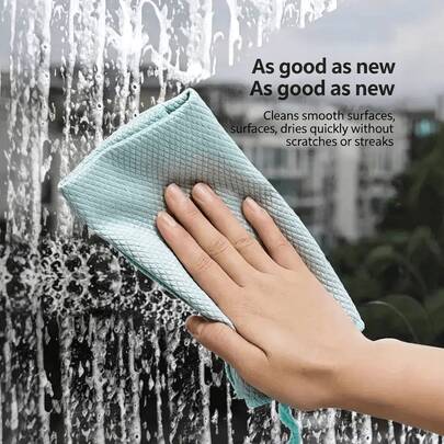 Ultra Fine Microfiber Fish Scale Cleaning Cloth, Lint-Free & Streak-Free Glass Polishing Towel, Reusable Rag For Kitchen, Bathroom, Car, Stainless Steel, Window And Mirror Cleaning, Absorbent, Durable And Easy To Clean, Multi-Color Available