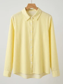 Frenchy Striped Print Drop Shoulder T-Shirt - Màu vàng - Xem 1