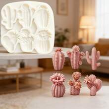 Khuôn silicon hình cây mọng nước chắc chắn, khuôn bánh pudding hình xương rồng sa mạc, dụng cụ làm bánh nhà bếp có thể tái sử dụng, có thể dùng để làm son dưỡng môi, bột nhào, kẹo cao su, mặt dây chuyền móc khóa và đồ trang trí bàn. - Xem 8