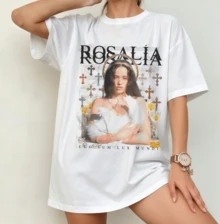 LUXRosalía Religious Image Design T-Shirt | Gender-Neutral Oversized Everyday Shirt White - White - View 7