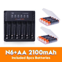 POWERKAN 可充电套装：6槽智能充电器 + 8节1.2V镍氢AA/AAA可充电电池，1000次循环寿命，适用于玩具、遥控器和家用电子产品的高性能解决方案 - 是 - 查看 11