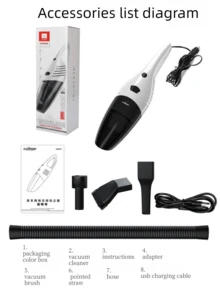 Corded Mini Handheld Vacuum Cleaner, High Power Dual-Use Vacuum Cleaner Suitable For Home And Car, Wet & Dry Car Vacuum Cleaner, Applicable For Car, Home, Pet And Office. (Note: This Product Has No Battery, It Needs To Be Connected To The Car Power Supply To Work, Otherwise It Cannot Work Under Other Conditions) - Corded - View 5