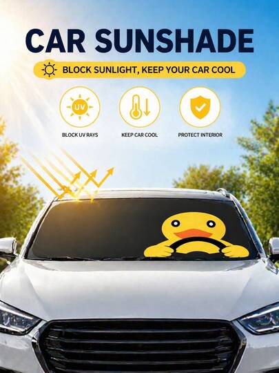 1 قطعة واقي شمس للسيارة، ظل زجاج السيارة، مصنوع من مواد عازلة للحرارة، قابل للطي، بنمط البطة الصفراء، مناسب للسيدان وال-SUV وأغلب المركبات، حاجب شمس السيارة، مناسب لجميع الفصول، تصميم عازل للحرارة