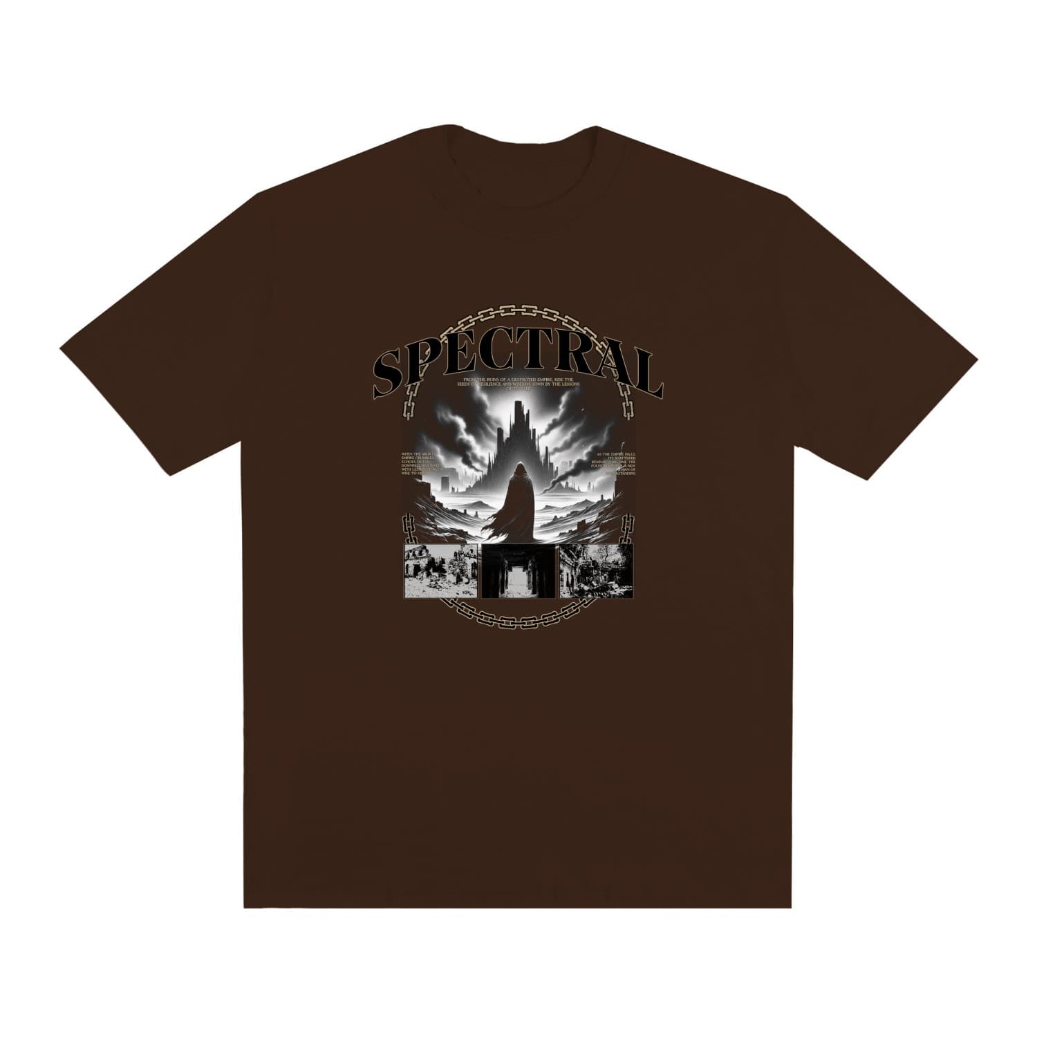 Camiseta Masculina Streetwear Destroyed Empire  Todos - Marrom - Visão 1