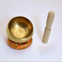 1pc Hand-Hammered Small Singing Bowl With Bright Pleasant Sound, For Yoga And Meditation, Includes Orange Cushion And Striker - Singing Bowl - View 6